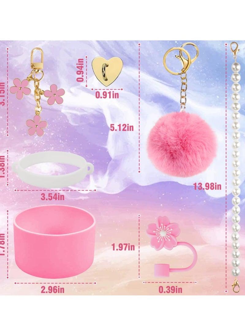 7Pcs Stanley Cup Accessories Set, Stanley Accessories 40 oz, Accesorios Stanley with Food-Grade Stanley Straw Cover, Stanley Tumbler Accessories Beautify Your Cup, Unique Gifts for Women,Pink