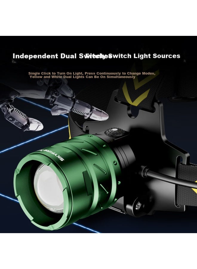 SkyFire Tianhuo Headlamp High Brightness Long Battery Life Lithium Battery Head-worn Super Bright 100-hour Military Mining Night Fishing Rechargeable - Image 5