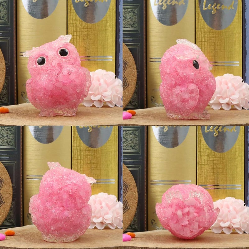 LAIDANLA Rose Quartz 2.4"" Owl Statue Natural Healing Crystal Cute Owl Animal Pink Figurine Pocket Sculpture Reiki Spiritual Energy Gemstone Home Office Room Desk Decor Gifts for Women Men - Image 5