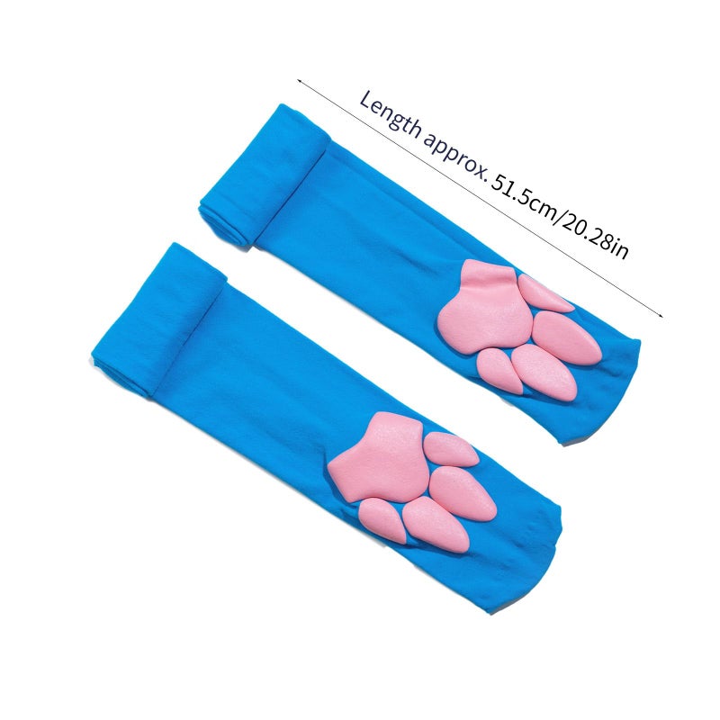 GRABAGECAN 3D Cat Paw Pad Socks, Puffy Paw Pad Thigh High Socks for Girls, Kids, Women, Cosplay, Over The Knee Stockings, Black, One Size, Unisex, Polyester, Slipper Socks, 1 Pair - Image 4