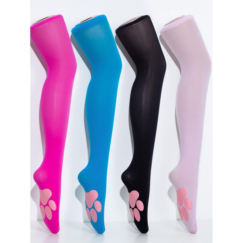 GRABAGECAN 3D Cat Paw Pad Socks, Puffy Paw Pad Thigh High Socks for Girls, Kids, Women, Cosplay, Over The Knee Stockings, Black, One Size, Unisex, Polyester, Slipper Socks, 1 Pair - Image 3