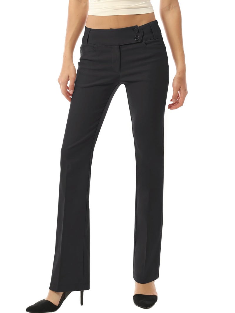 MixMatchy Women's Ultra Stretch Lux Comfort with Flex Motion Bootcut Dress Pants Work Business Office Trousers Black XS - Image 2