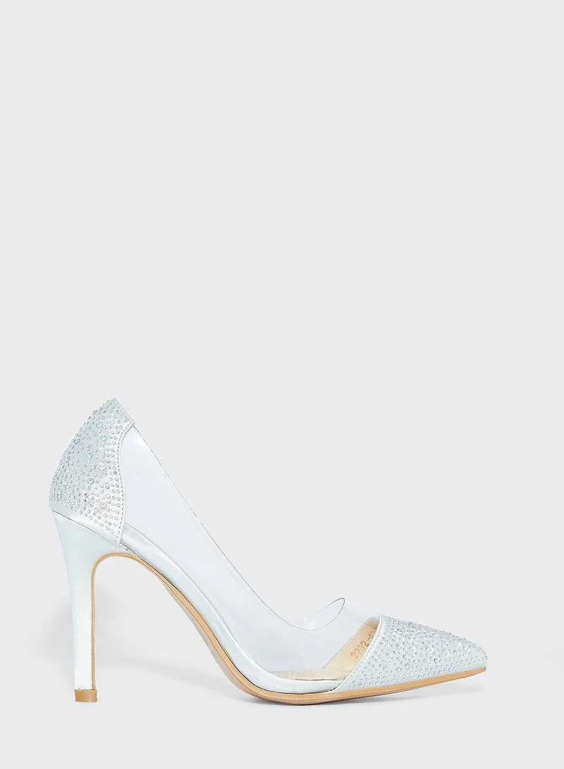 Ella Limited Edition Diamante And Persplex Pointed Pump