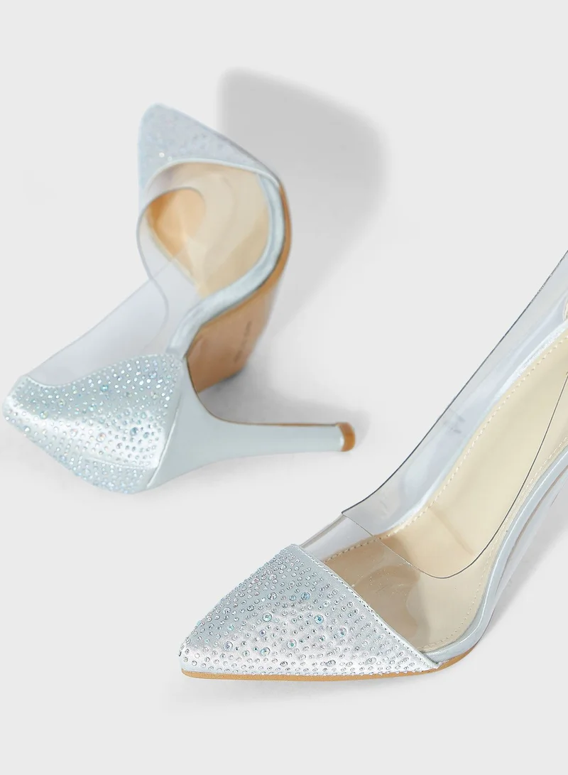 Ella Limited Edition Diamante And Persplex Pointed Pump