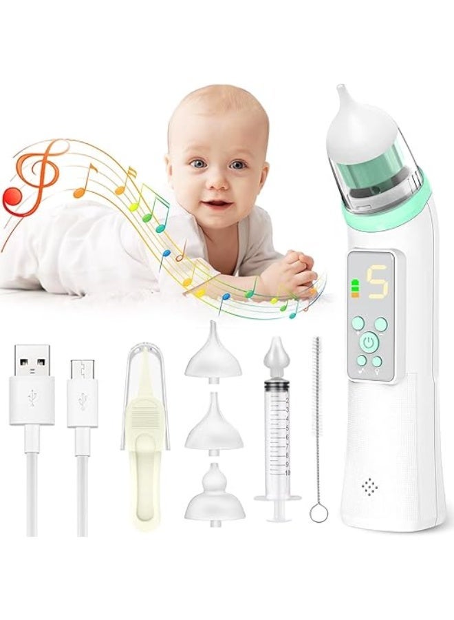 Rechargeable electric nasal aspirator for children, multiple suction levels, waterproof design, soft silicone tips, quiet operation with soothing properties. - Image 1