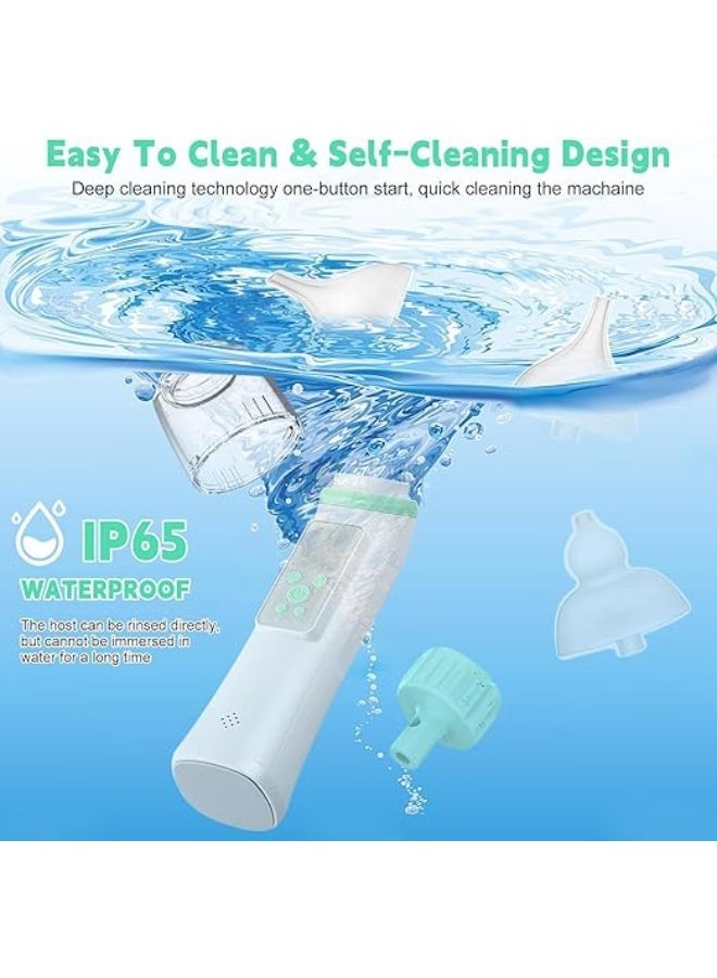 Rechargeable electric nasal aspirator for children, multiple suction levels, waterproof design, soft silicone tips, quiet operation with soothing properties. - Image 2