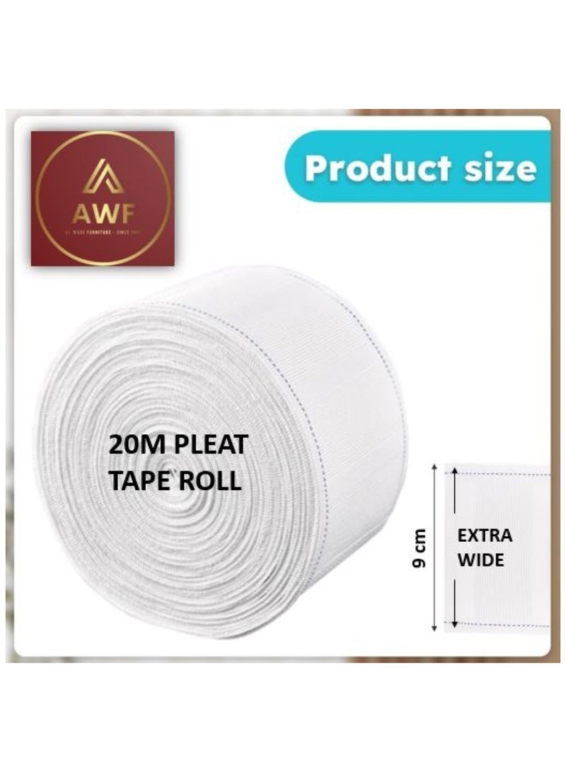 AL WADI FURNITURE AWF Al Wadi Furniture 20 Meters Extra Wide 100% Cotton Heavy Duty Curtain Pleat Tape for Vintage Style for sheer curtains, lined curtains, blackout curtains support pleats, clip rings, tabs or grommets  - Image 2