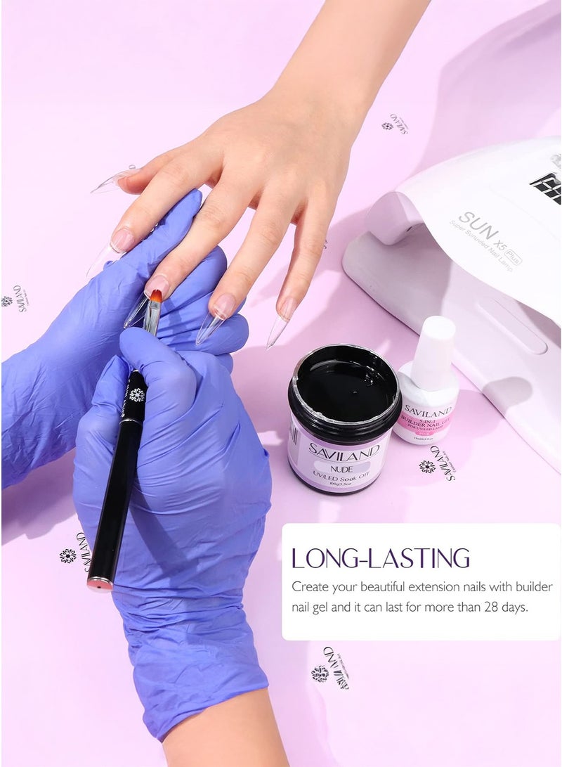 SAVILAND Builder Nail Gel Kit – 2 Colors (Clear & Nude) Nail Extension Gel Set with Tools - Image 4