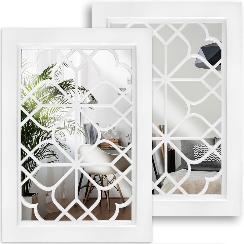 Wocred Set of 2 Rectangular Wall MirrorGorgeous Rustic Farmhouse Accent MirrorWhite Color Entry Mirror for Bathroom RenovationBedroomsLiving Rooms and More11x15
