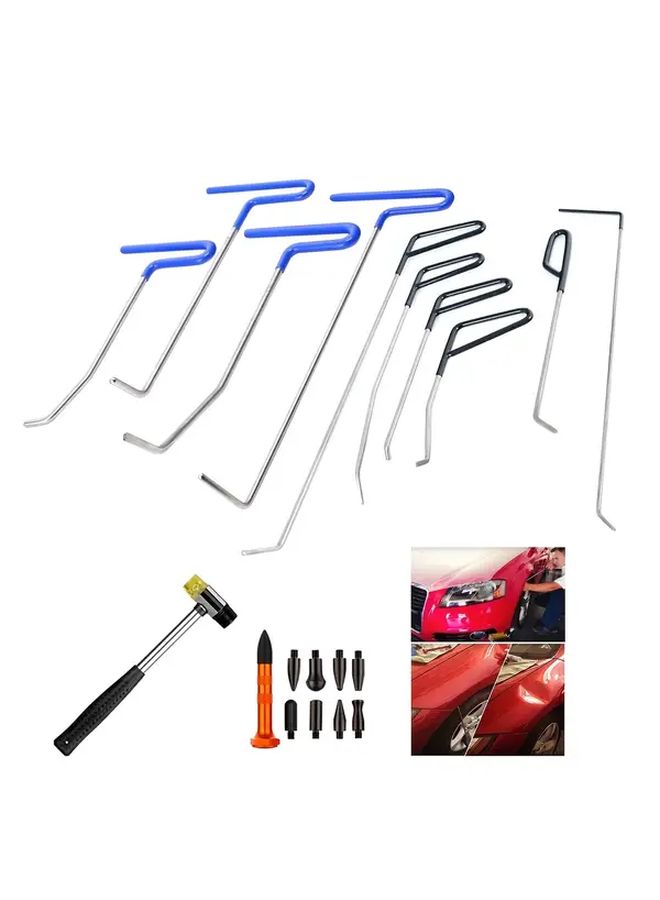 10pcs Stainless Steel Dent Puller Tool Set Black Paintless Dent Removal Kit For Car Body Easy Tap Dent Extractor With Hammer Vehicle Scratches And Dents Repair - Image 1