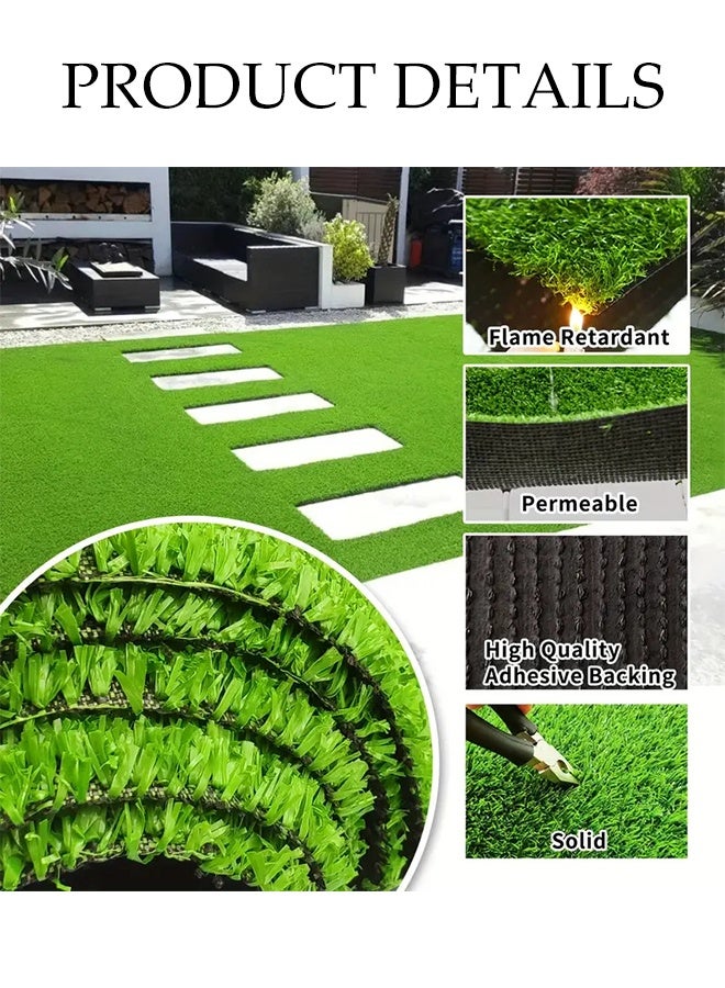 DUNISO Realistic Artificial Grass Carpet Durable Self-Draining System Fake Grass Rug Simulation Natural Outdoor Lawn Mat Premium Synthetic High Density Fake Grass Turf for Pet Patio Garden Landscape （0.5M × 2M） - Image 2
