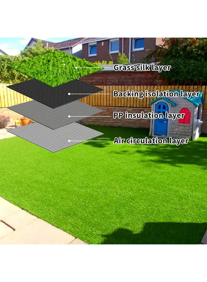 DUNISO Realistic Artificial Grass Carpet Durable Self-Draining System Fake Grass Rug Simulation Natural Outdoor Lawn Mat Premium Synthetic High Density Fake Grass Turf for Pet Patio Garden Landscape （0.5M × 2M） - Image 3