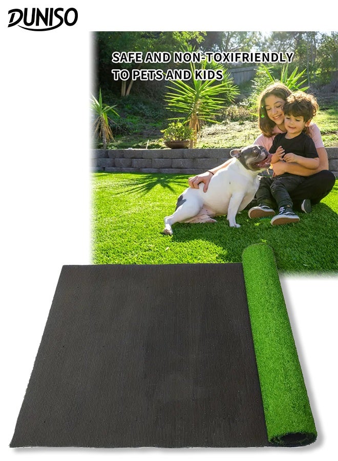 DUNISO Realistic Artificial Grass Carpet Durable Self-Draining System Fake Grass Rug Simulation Natural Outdoor Lawn Mat Premium Synthetic High Density Fake Grass Turf for Pet Patio Garden Landscape （0.5M × 2M） - Image 1