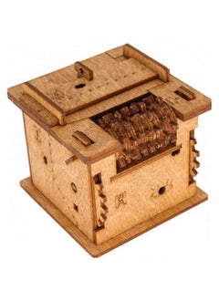 Pyramid Code Lock Wooden Unlock Box Level 10 Difficulty Brain Burning Toy Palace Bamboo Waiter Tray-Color:Escape Logs In The Secret Room