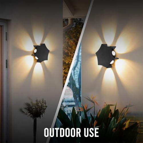 Gesto 12W Waterproof Led Wall Light for Home Decoration – Up Down 6-Way LED Wall Lamp | IP65 Outdoor Fancy Wall Lights for Balcony,Gate,Elevation,Garden,Patio | Decorative Wall Mount Light -Pack of 2 - Image 4