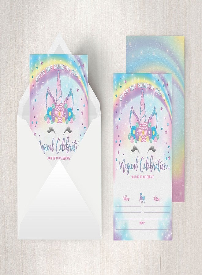 Your Main Event Prints Unicorn Birthday Invitation - Rainbow Unicorn Party Invite - 20 Fill-In Style - Envelopes Not Included - Image 3