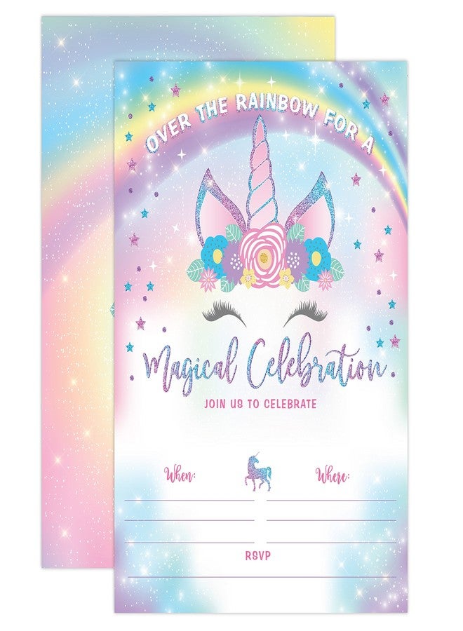 Your Main Event Prints Unicorn Birthday Invitation - Rainbow Unicorn Party Invite - 20 Fill-In Style - Envelopes Not Included - Image 1
