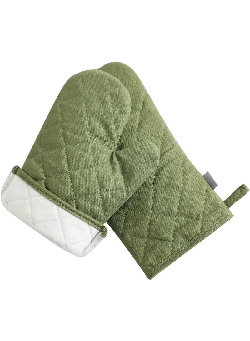 ALAMAREQ Oven Mitts and Pot Holders 4 pcs Set,High Heat Resistant 500 Degree Extra Thicken Long Kitchen Cotton Oven Glove for Cooking (12 Inch,Green) - Image 5