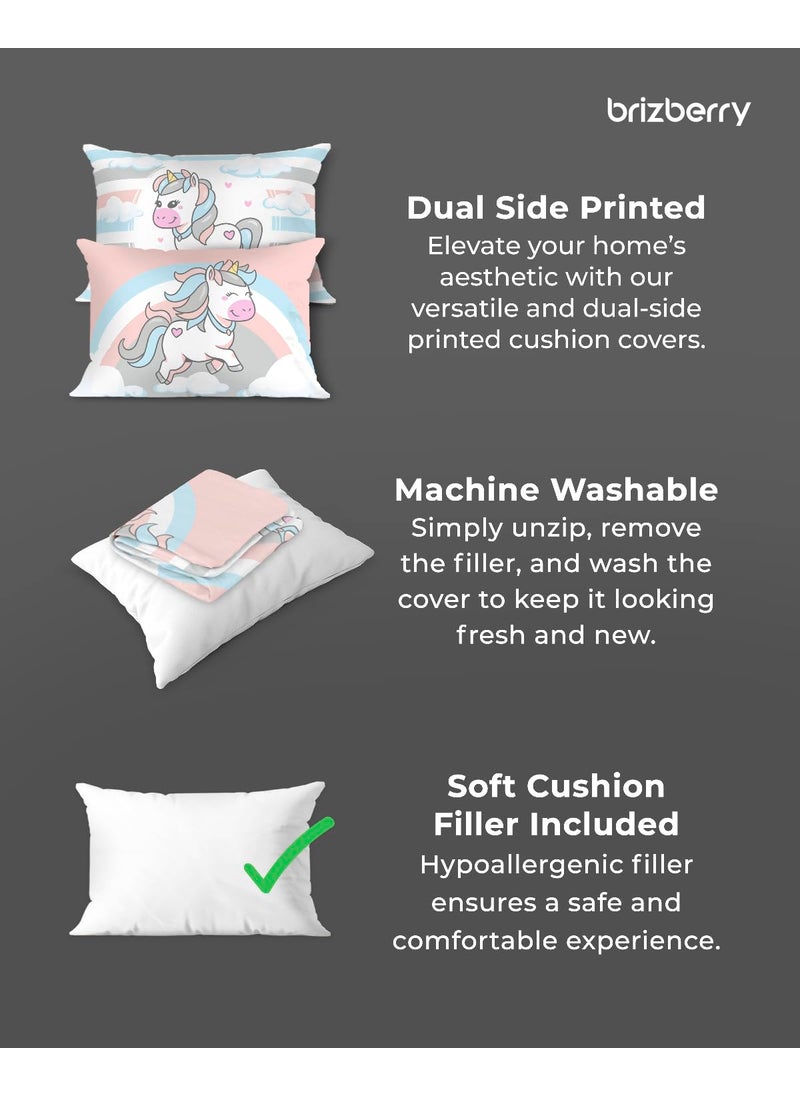 Brizberry Brizberry Baby Kids Pillow Cushion for 3 Years to 8 Years Super Soft Fabric Unicorn Animal Cartoon Prints 12x18 inches Design 19  - Image 3