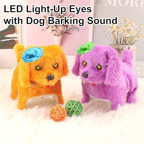 VGRASSP Fluffy Walking Puppy Toy for Kids with LED Eyes and Cute Puppy Sound - Adorable Battery Operated Plush Pet Dog Toy Gift for Boys and Girls - Color As Per Stock - Image 3
