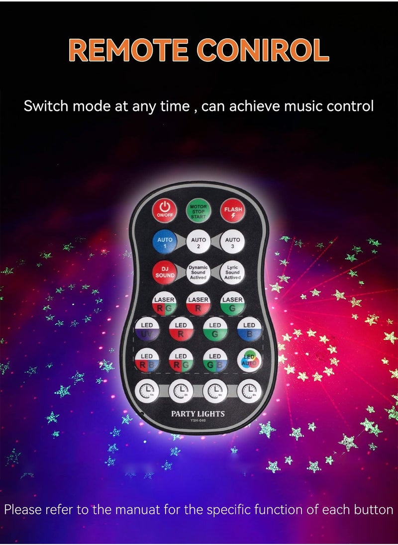 LEOKOR - أضواء المسرح 120 نمطًا لاسلكيًا LED يعمل بالصوت ضوء الليزر RGB فلاش ستروب بروجيكتور مع جهاز تحكم عن بعد - Image 1