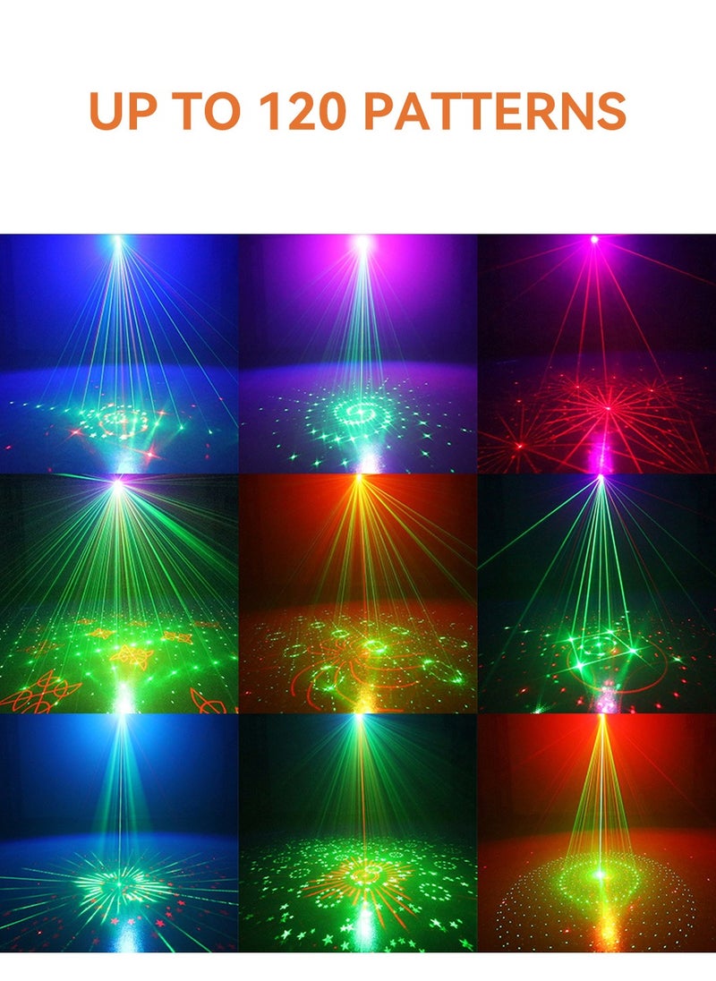 LEOKOR - أضواء المسرح 120 نمطًا لاسلكيًا LED يعمل بالصوت ضوء الليزر RGB فلاش ستروب بروجيكتور مع جهاز تحكم عن بعد - Image 1