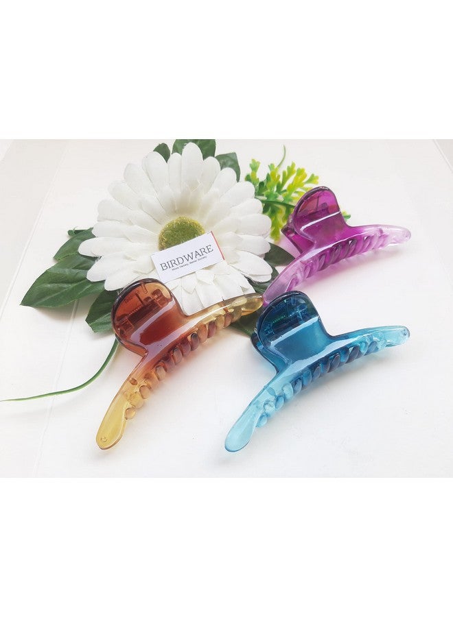 BIRDWARE Big-Size Shell Orange Color Imported Acrylic Material Stone Butterfly Hair Clips For Women (Pack of 1 Pc, Shell Colour) | Hair Clutchers (Transparent Pack of 3) - Image 1