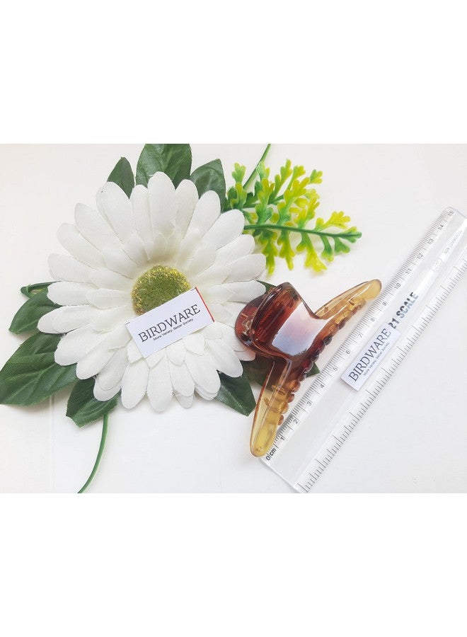 BIRDWARE Big-Size Shell Orange Color Imported Acrylic Material Stone Butterfly Hair Clips For Women (Pack of 1 Pc, Shell Colour) | Hair Clutchers (Transparent Pack of 3) - Image 4