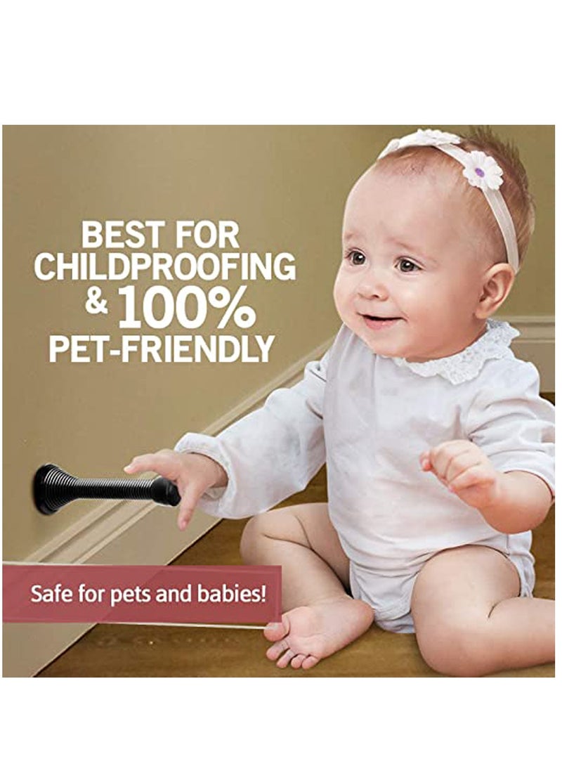 KASTWAVE 12 Pack Black Spring Door Stops, 3-1/8" Heavy Duty Door Stop Flexible Spring Door Stopper with Low Mounted Baby Proof Black Rubber Bumper Tips - Image 3