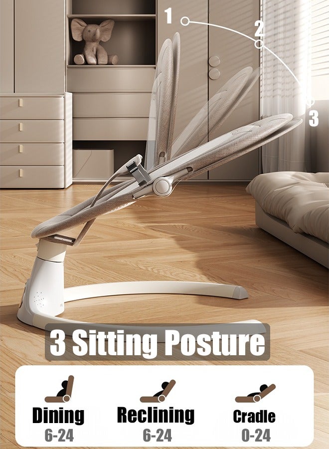 متجر الفرح أرجوحة كهربائية للأطفال الرضع، مع جهاز تحكم عن بعد يعمل بالبلوتوث ووظيفة التوقيت، ولوحة تحكم تعمل باللمس LED و10 موسيقى و5 سرعات للتأرجح و3 أوضاع للمقعد، كرسي هزاز للأطفال للأولاد والبنات للاستخدام الداخلي والخارجي - Image 5