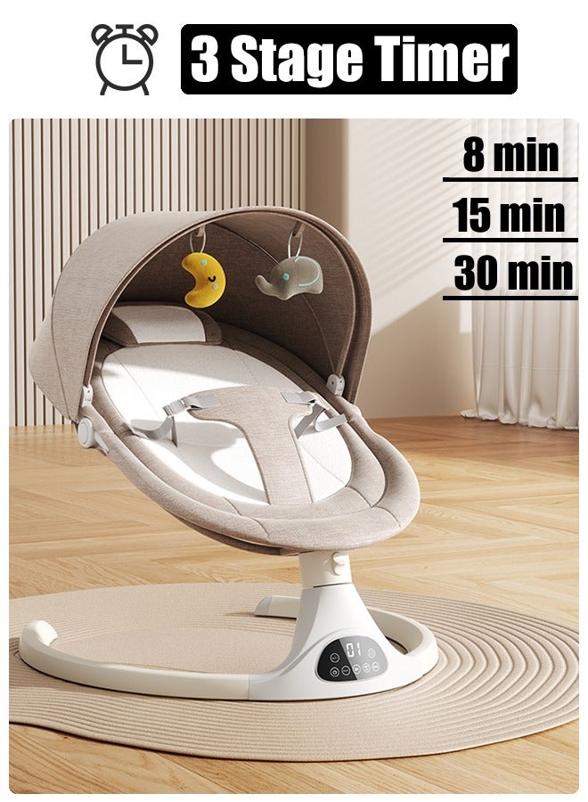 متجر الفرح أرجوحة كهربائية للأطفال الرضع، مع جهاز تحكم عن بعد يعمل بالبلوتوث ووظيفة التوقيت، ولوحة تحكم تعمل باللمس LED و10 موسيقى و5 سرعات للتأرجح و3 أوضاع للمقعد، كرسي هزاز للأطفال للأولاد والبنات للاستخدام الداخلي والخارجي - Image 3