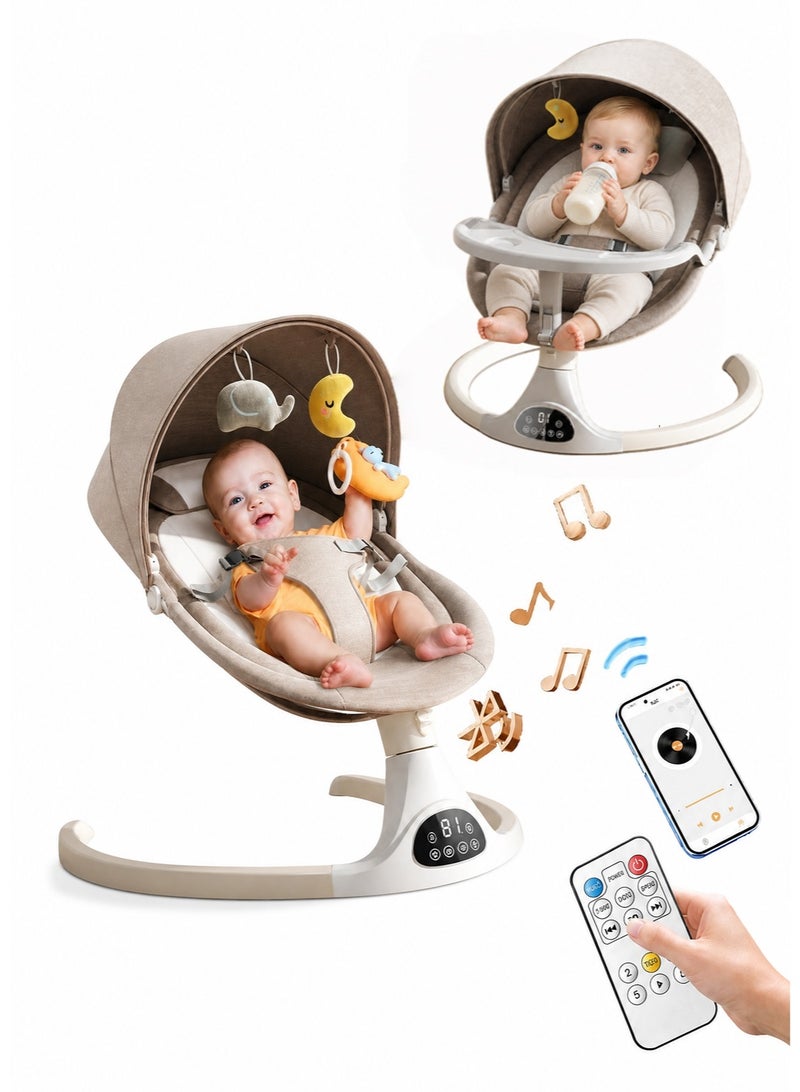 JoyousSto Electric Baby Swing for Infants, with Bluetooth Remote Control Timing Function,LED Touch Panel Control and 10 Music 5 Swing Speeds 3 Seat Positions Baby Bouncer for Boy Girl Indoor & Outdoor Use - Image 1