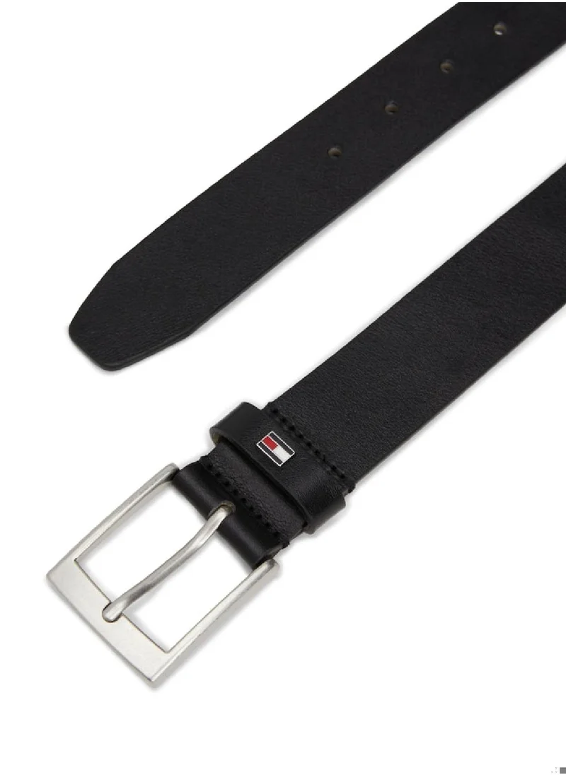 TOMMY HILFIGER Men's  Enamel Flag Smooth Leather Belt , Black - Leather