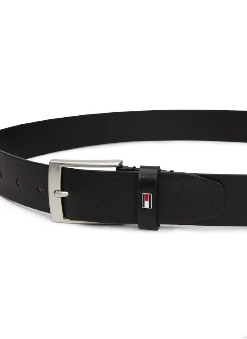 TOMMY HILFIGER Men's  Enamel Flag Smooth Leather Belt , Black - Leather  - Image 3