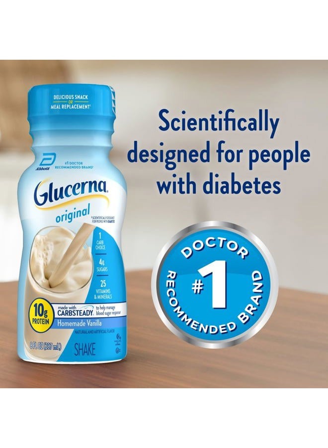 Glucerna شيك غذائي أصلي، مشروب سكري لدعم إدارة مستوى السكر في الدم، 10 جرام بروتين، 180 سعرة حرارية، فانيليا منزلية، زجاجة سعة 8 أونصات سائلة، 24 عدد - Image 3