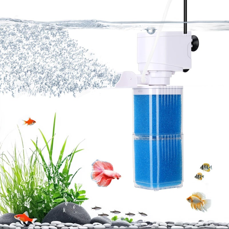 fishkeeper 4-IN-1 Aquarium Power Filter - Mutil Stage Filtration, Adjustable Oxygenation/Wavemaker, Whisper-Quiet Submersible Fish Tank Filter & Water Circulation System for 20-100 Gal Fresh/Salt Tank - Image 1