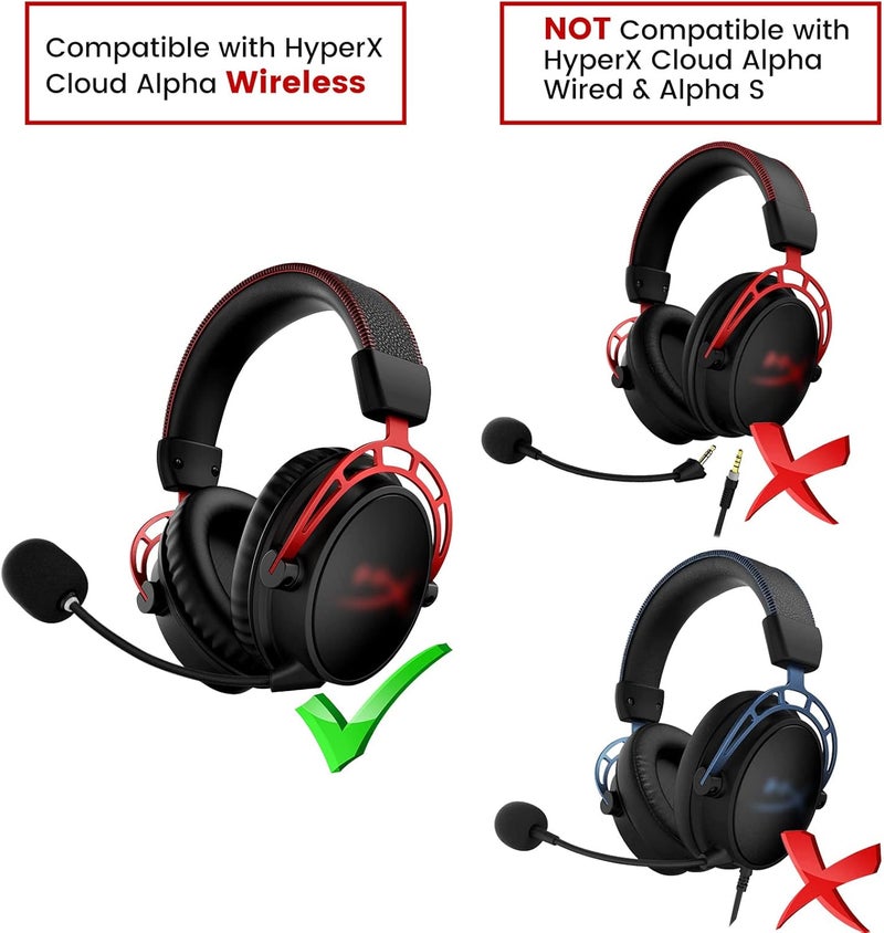 weishan بديل ميكروفون لسماعة الألعاب اللاسلكية HyperX Cloud Alpha مع ميكروفون قابل للفصل 35 مم مع مؤشر كتم الصوت LED للكمبيوتر Xbox One PS4 PS5 باللون الأسود - Image 2