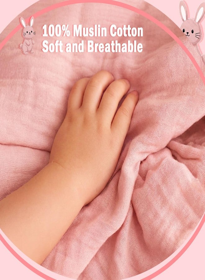 Mindsoft Muslin Hooded Baby Towel 100% Cotton Soft Absorbent Bath Towel with Cute Pink Bunny Design 32 x 32 Inch Muslin Baby Bath Essentials for Girl Babies Infant Toddler Kids - Image 5
