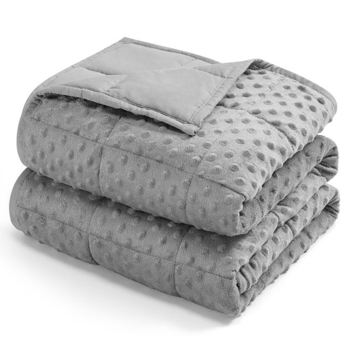 BREATHABLE WEIGHTED BLANKET FOR ADULTS 15 LBS ULTRA SOFT MINKY DOT HEAVY BLANKETS REVERSIBLE COOLING AND WARM BLANKET FOR ALL SEASONS MACHINE WASHABLE 60X80 QUEEN SIZE GREY
