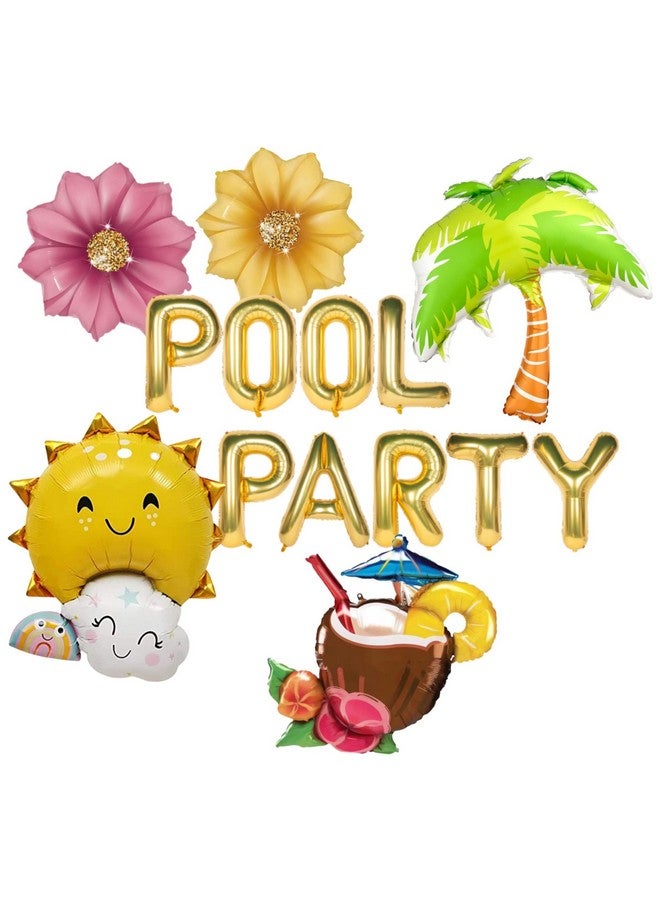 Atpata Funky Pool Party Foil Balloons Combo - Perfect for Poolside Party Celebrations, Birthdays, Wedding Events and Summer Parties - Image 1