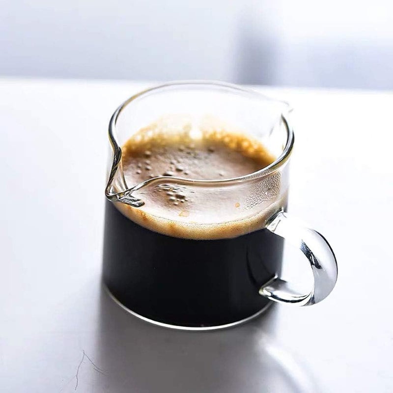BCnmviku Shot Glasses Espresso Parts Double Spouts Milk Cup Clear Glass (Clear Glass-2Pack) - Image 5