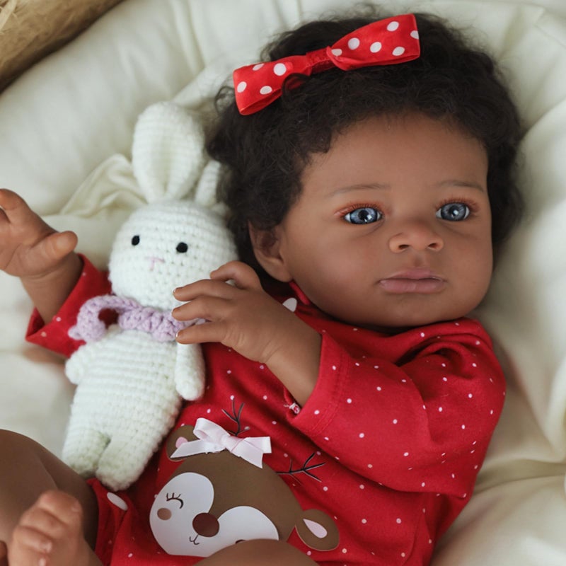 SCOM Reborn Baby Dolls Black Girl - 20 Inch African American Realistic Newborn Girl Doll, Lifelike Weighted Soft Body, Christmas Birthday Gift for Kids Age 3+ - Image 4