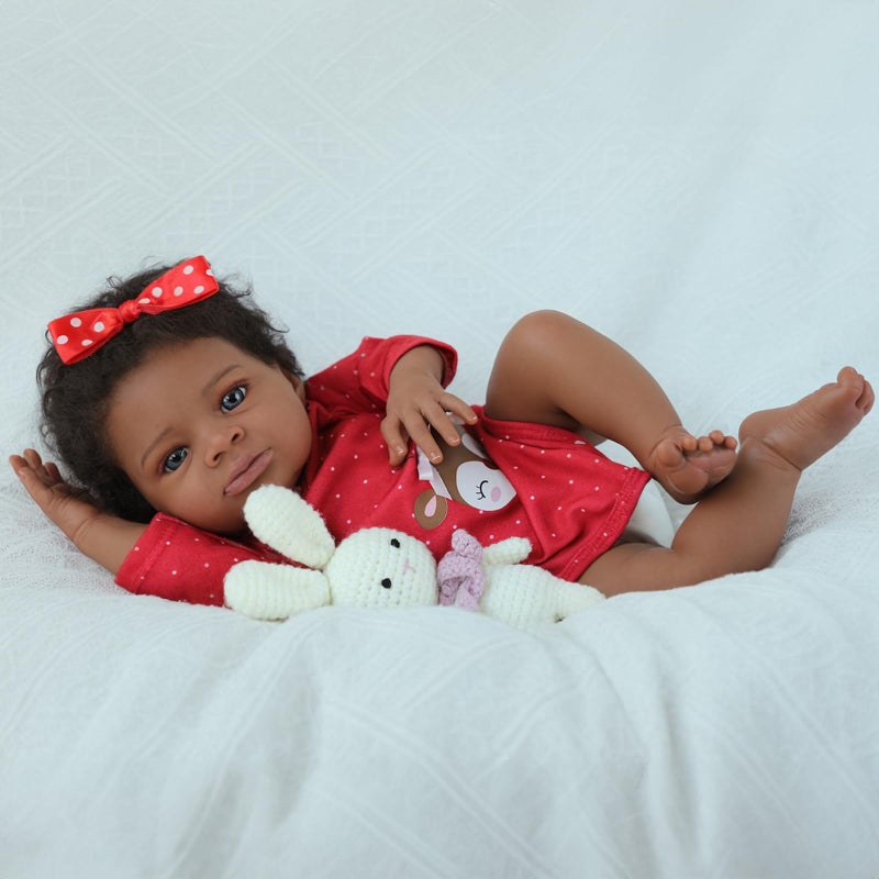 SCOM Reborn Baby Dolls Black Girl - 20 Inch African American Realistic Newborn Girl Doll, Lifelike Weighted Soft Body, Christmas Birthday Gift for Kids Age 3+ - Image 3