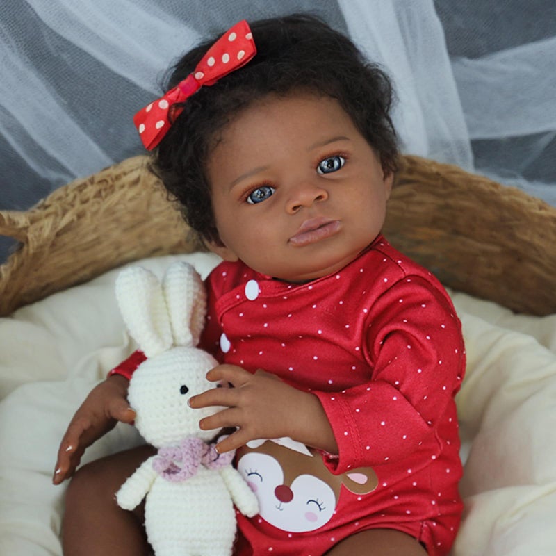 SCOM Reborn Baby Dolls Black Girl - 20 Inch African American Realistic Newborn Girl Doll, Lifelike Weighted Soft Body, Christmas Birthday Gift for Kids Age 3+ - Image 5