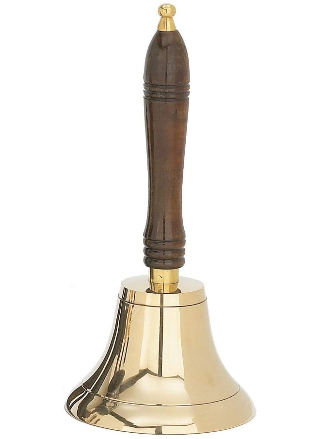 Generic - Udl Large And Heavy Solid Brass Hand Bell School Bell Call Service Bell With Wood Handle 11 H 5 D - Image 1