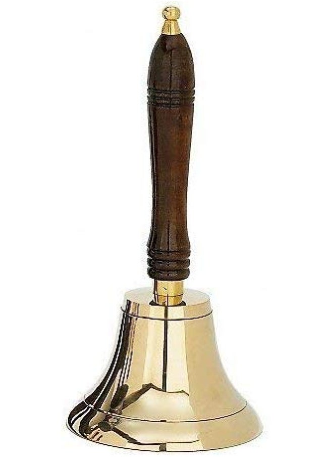 Generic - Udl Large And Heavy Solid Brass Hand Bell School Bell Call Service Bell With Wood Handle 11 H 5 D - Image 1