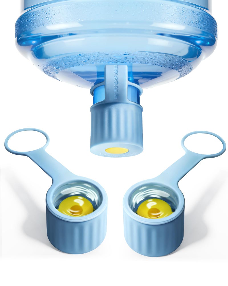 Redsack 3-Packs Silicone 5 Gallon Water Jug Cap, 2/3/4/5Gal Reusable Bottle Lids, Leak-Proof Replacement Caps for 55mm & 60mm Bottle Standard/Screw/Crown Tops, Dishwasher Safe & BPA-Free (Light Blue, 3 PACKS) - Image 1