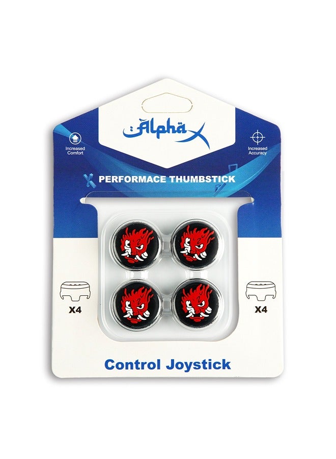 Alpha X 4-Piece Performance Thumbstick Grip CyberPunk Theme Set for PS4/PS5 Controllers - Image 1