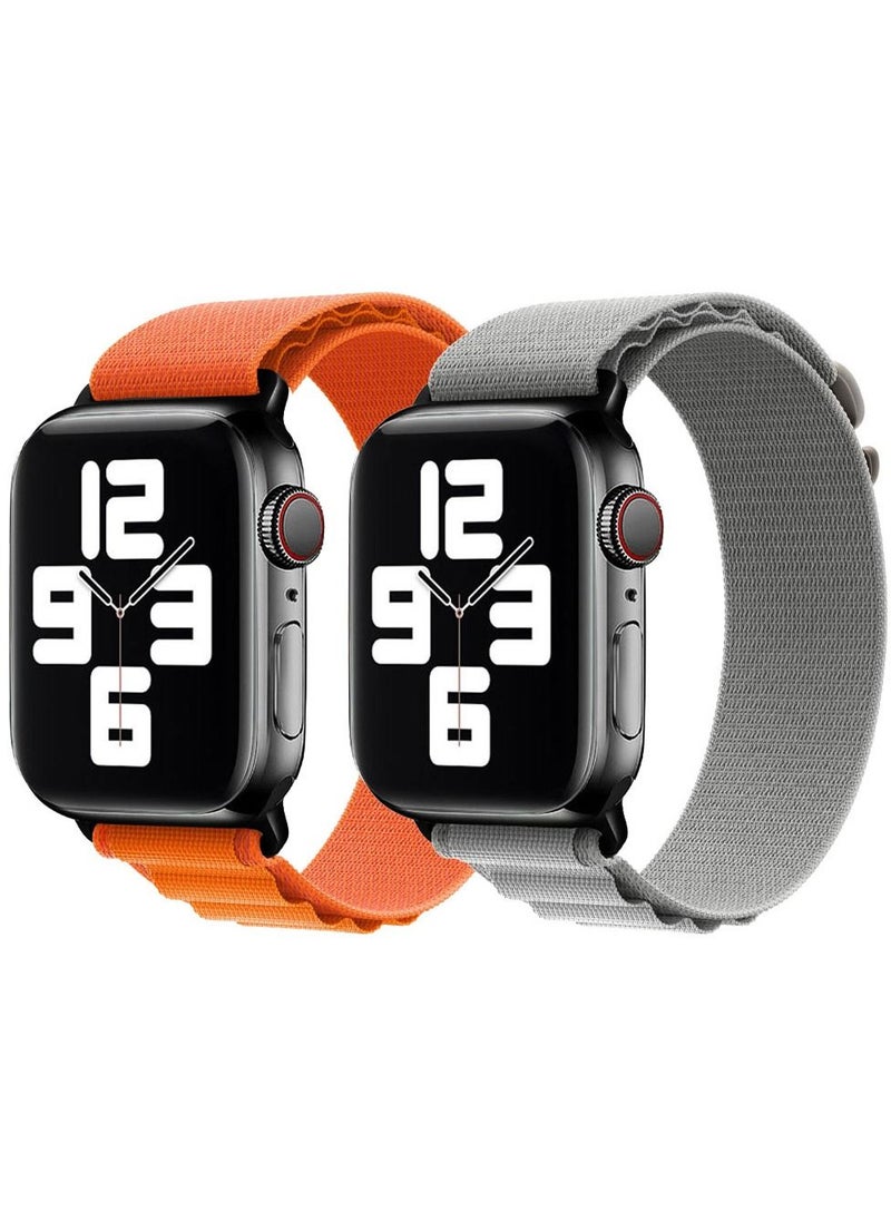 CATANES 2 Pack Of Apple Watch Alpine Loop Band 38mm 40mm 41mm Women Men Adjustable with Metal G-Hook Strap for iWatch Series 7/SE/6/5/4/3/2/1 Orange/Grey  - Image 3