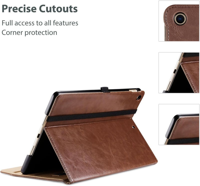 Procases For Ipad 7Th/8Th/9Th Generation 10.2" Pu Leather Case Business Stand Cover Smart Folio With Hand Strap Front Pocket Pen Loop -Brown - Image 4